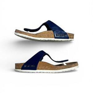 Birkenstock Gizeh Sandals Navy Blue Patent Size 38 Regulae